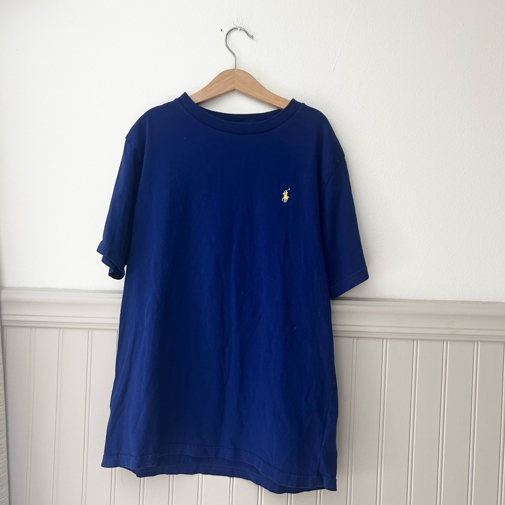 Polo by Ralph Lauren Boys Size 14-16 Blue Tee with Yellow Logo
